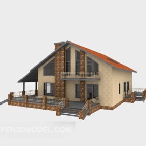 Villa bakstenen huis 3D-model
