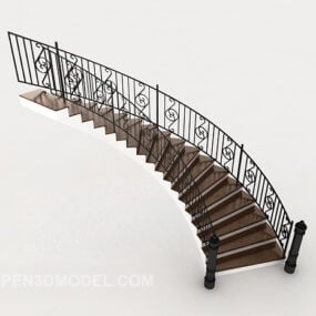 Antikes 3D-Modell der L-Treppe aus Holz