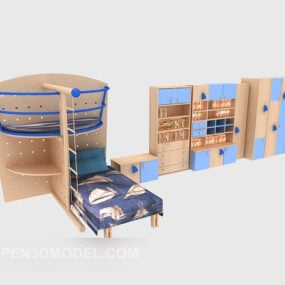 Wardrobe Bookshelf Children’s Bed 3d model