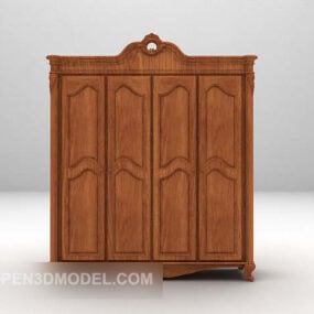 Modelo 3D de textura de madeira antiga do guarda-roupa europeu