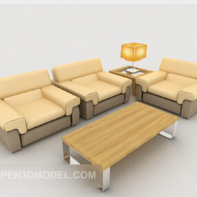 Warm Warm Yellow Combination Sofa 3d model