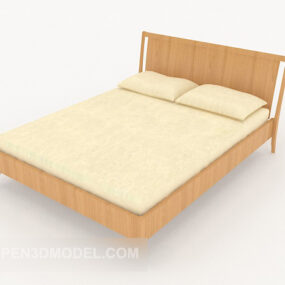 Warm Yellow Double Bed 3d model
