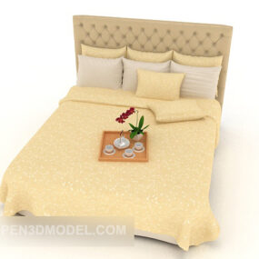 Warm Yellow Home Double Bed 3d model