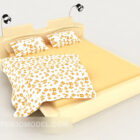 Teplá žlutá vzorovaná manželská postel