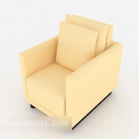 Model 3d Sofa Tunggal Kuning Hangat