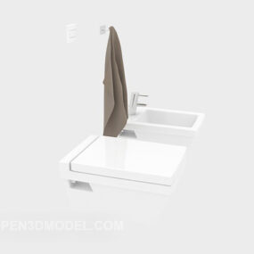 Wastafel Persegi Panjang Dengan Model 3d Bingkai Kayu Cermin