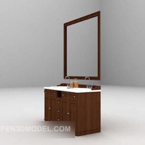 Modello 3d di mobili con specchio con cornice antica
