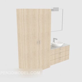 Washbasin With Table Chair And Cabinet 3d model