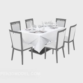 Western Dining Chairs Table Furniture 3d model
