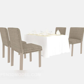 Western Restaurant Table And Chair 3d model