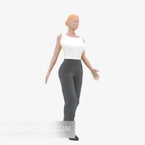 Model 3d Karakter Wanita Kemeja Putih