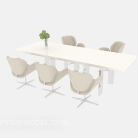 White Conference Table Furniture 3d model
