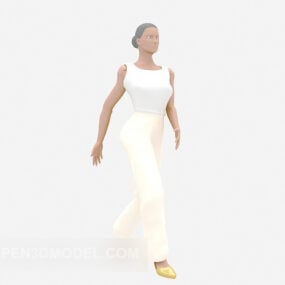 شخصية امرأة قميص أبيض نموذج 3D