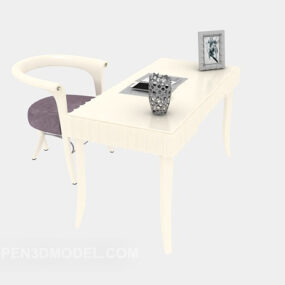 Beige Color Desk Furniture 3d model