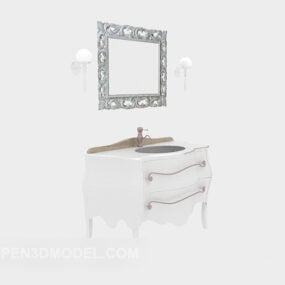 Europäischer Badezimmerschrank mit weißer Farbe, 3D-Modell