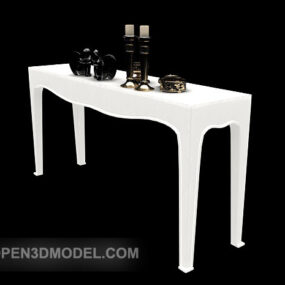 โต๊ะข้างสไตล์ยุโรปสีขาวแบบ 3 มิติ