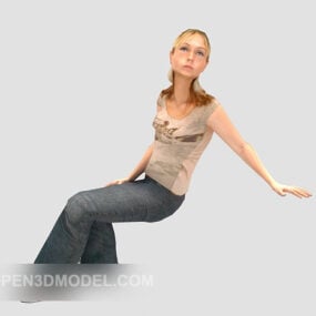 Gadis Wanita Dengan Subang Perak Model 3d