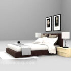 White Low Bed With Painting