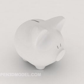 Weißes Sparschwein aus Kunststoff, 3D-Modell