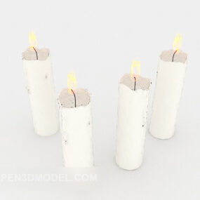 Zestaw białych małych świec Model 3D