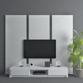 White Tv Wall Decoration 3d model