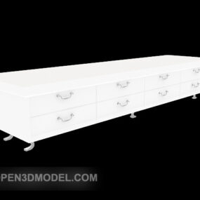 White Tv Cabinet Mdf White Painted 3d model