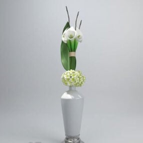 White Vase Plant 3d model