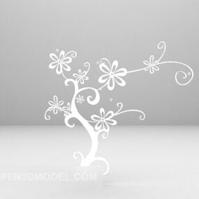 白い壁に描かれた家具3Dモデル