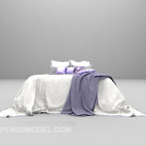 Hvit seng Queen Size 3d-modell