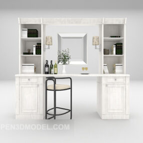 White Bookcase Modern Furniture 3d model