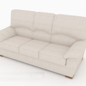 Model 3d Desain Sofa Multi Tempat Duduk Kasual Putih