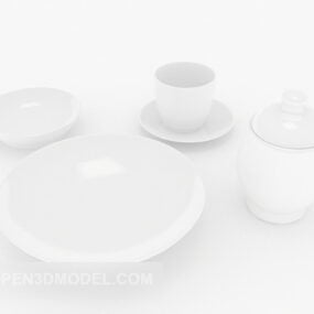 ホワイトセラミックカップボウル3Dモデル
