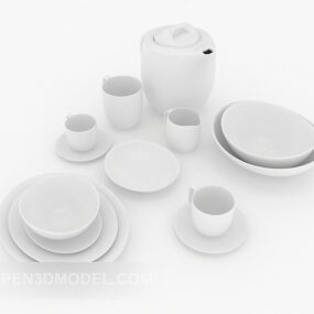 Plats en céramique blanche modèle 3D