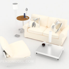 White Color Sofa Sets 3d model