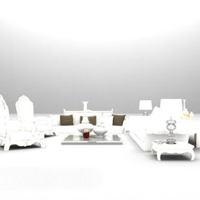 सफेद कॉम्बो सोफा फर्नीचर 3डी मॉडल