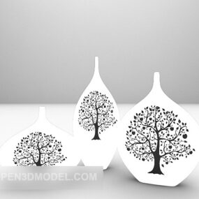 White Vase Decoration Furniture 3d model