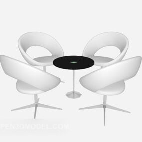 White Desk And Chairs 3d model