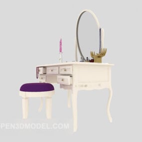 White Dresser With Mirror 3d model