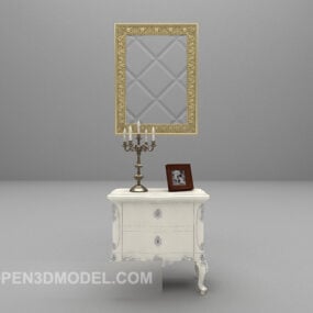White Entrance Hall Cabinet With Mirror 3d model