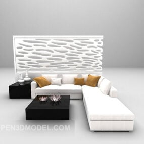 Furnitur Sofa Multi-tempat Duduk Lapangan Putih model 3d
