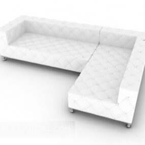White Leather Home Sofa 3d model