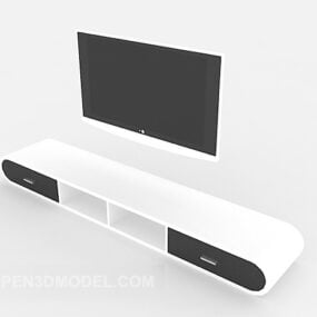 Mueble de televisión moderno blanco modelo 3d