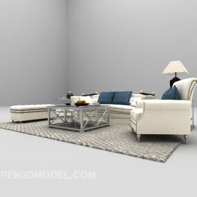 Weißes, modernes Sofa, großes komplettes Set, 3D-Modell