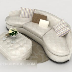 Білий вигнутий домашній диван 3d модель