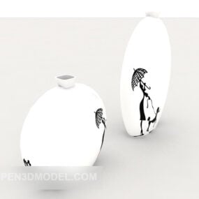 Çin Porselen Vazo Dekorasyonu 3D model