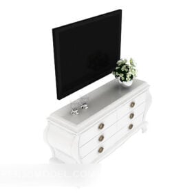 Mueble lateral blanco, mueble de televisión modelo 3d