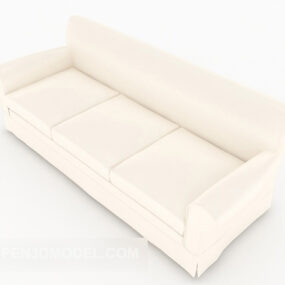 White Leather Simple Sofa 3d model