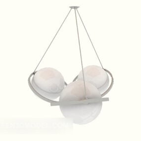 White Spherical Chandelier Minimalist 3d model