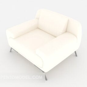 White Square Single Sofa 3d model