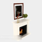 White Stone Fireplace With Painting Decor